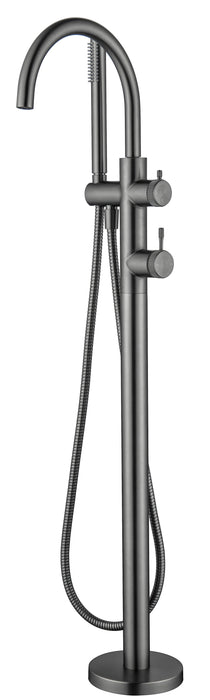 Mica Fluted Freestanding Bath Mixer with Hand Shower - GlazeX Bathware + Glazing
