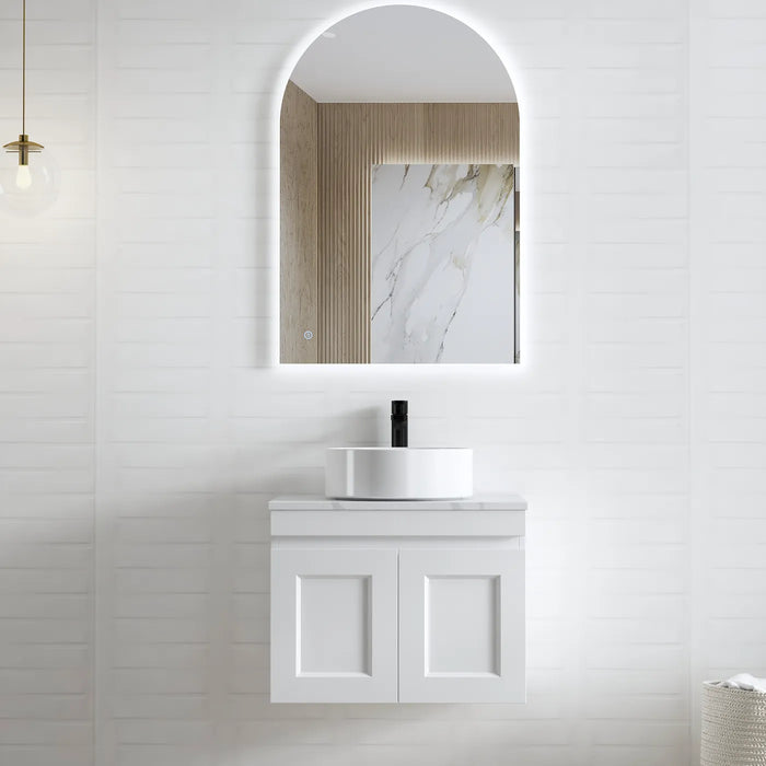 Hampton Mark II 600mm Satin White Wall Hung Vanity - GlazeX Bathware + Glazing