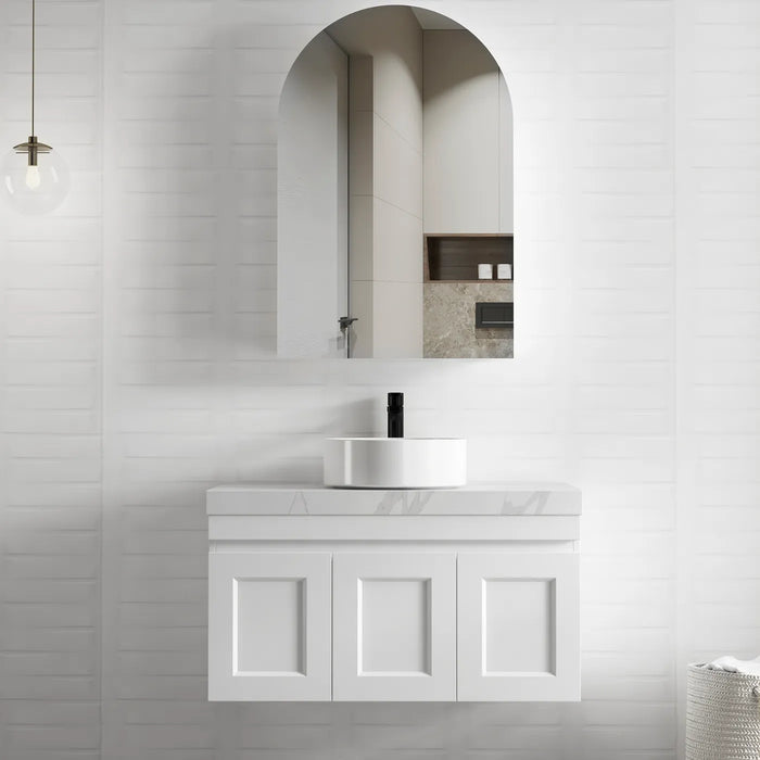 Hampton Mark II 900mm Satin White Wall Hung Vanity - GlazeX Bathware + Glazing