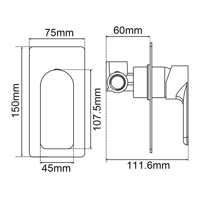 VOG Solid Brass Black Shower/Bath Wall Mixer