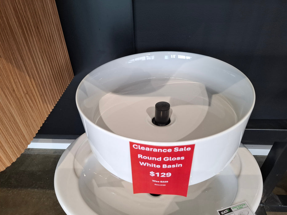 Gloss White Round Basin 360 x 120 Ex Display.