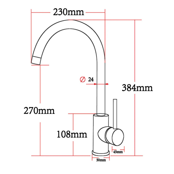 Round Chrome Kitchen Sink Mixer Tap