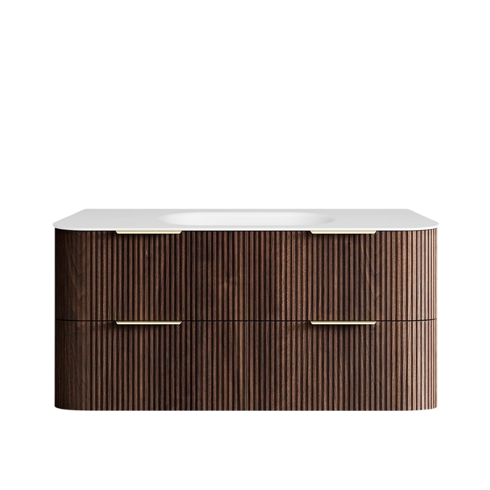 Havana Sable Walnut Fluted Wall Hung Curve Vanity 1200m