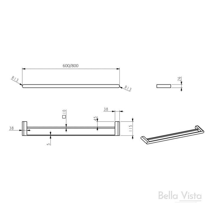 Supra Double Towel Rail - 800mm