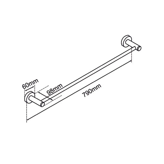 LUCID PIN Round Black Single Towel Rail 800mm