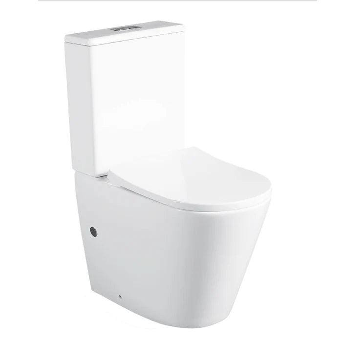 AMALFI Rimless Short projection Wall Faced Toilet Suite with slimline UF Seat and vario bend Back Inlet/bottom inlet