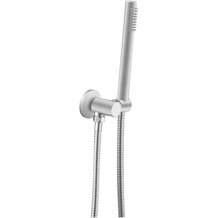 Round Brushed Nickel Shower Rail with Hanheld Shower