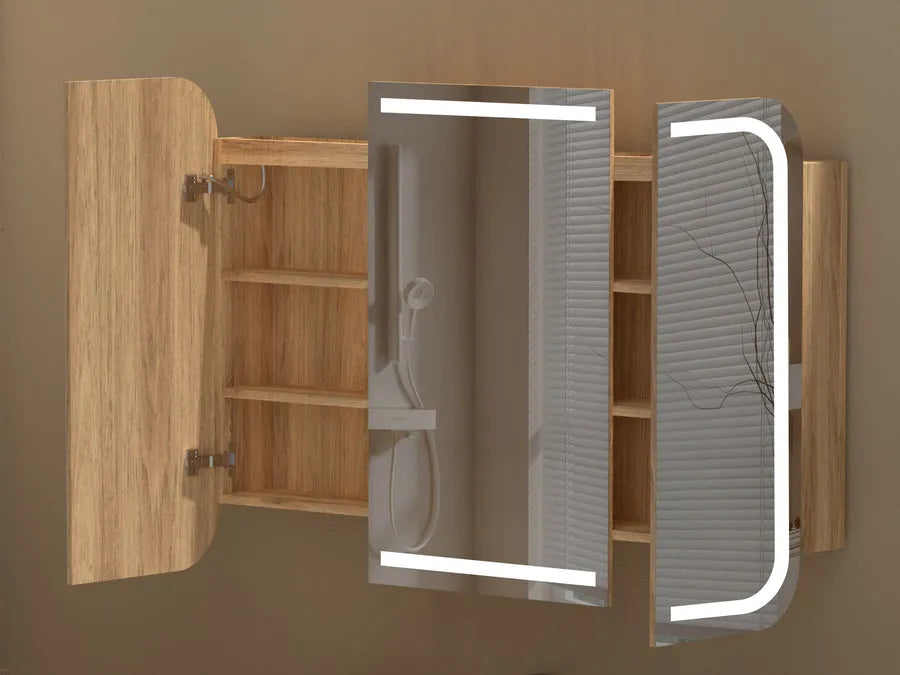 CARYSIL 1200x800mm Grand LED Walnut Shaving Cabinet