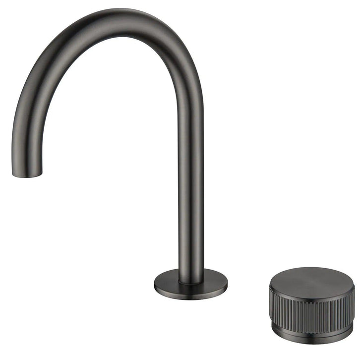 Mica Fluted Gooseneck Hob Basin Mixer Set - GlazeX Bathware + Glazing