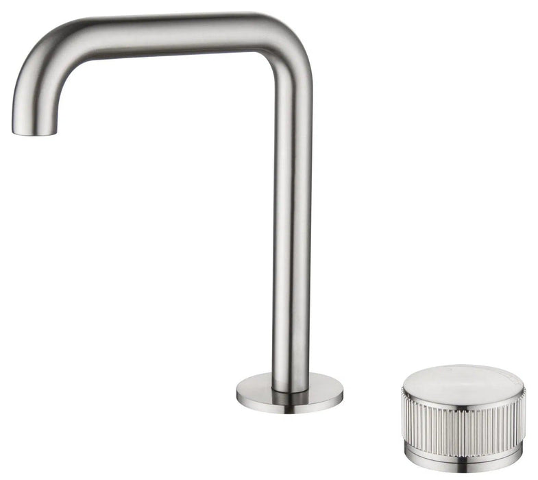 Mica Fluted Soft-Square Hob Basin Mixer Set - GlazeX Bathware + Glazing