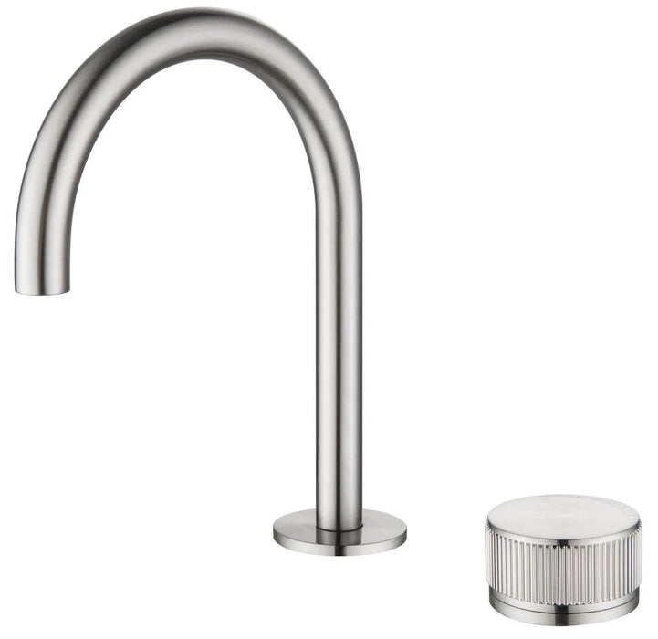 Mica Fluted Gooseneck Hob Basin Mixer Set - GlazeX Bathware + Glazing