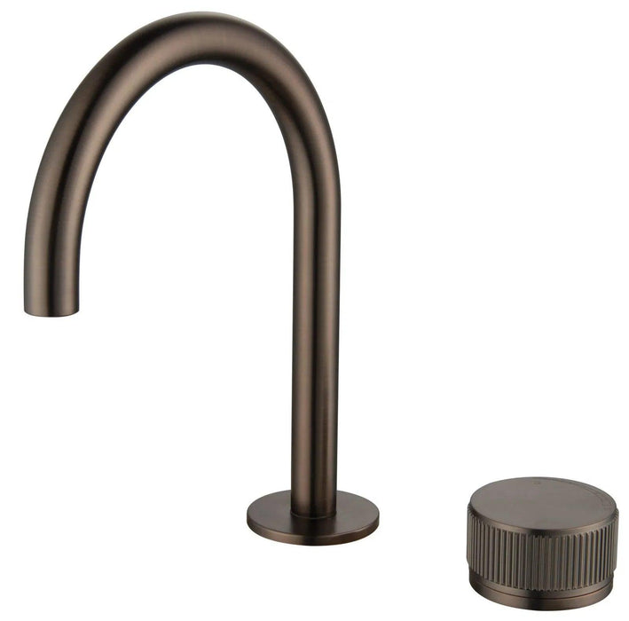 Mica Fluted Gooseneck Hob Basin Mixer Set - GlazeX Bathware + Glazing
