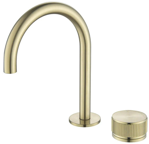Mica Fluted Gooseneck Hob Basin Mixer Set - GlazeX Bathware + Glazing
