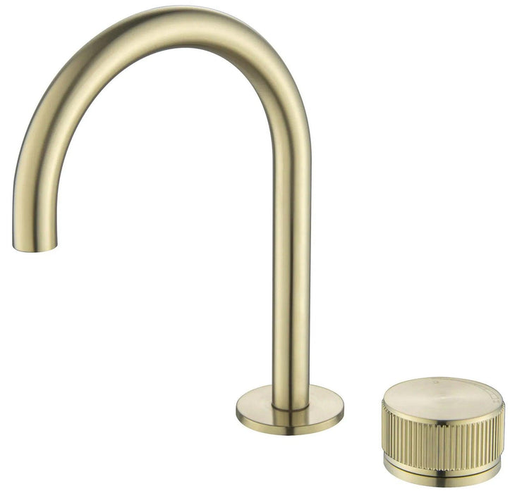 Mica Fluted Gooseneck Hob Basin Mixer Set - GlazeX Bathware + Glazing