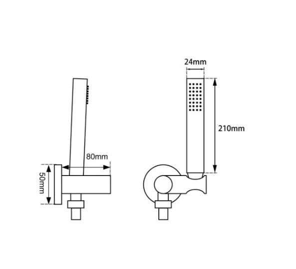 Round Brushed Nickel Shower Rail with Hanheld Shower
