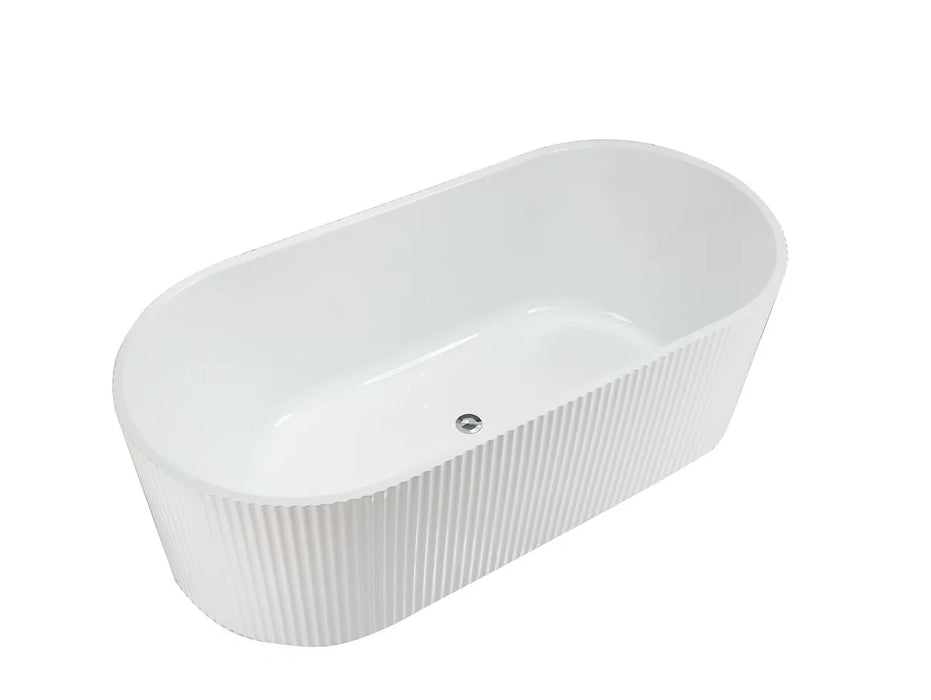 Berri Freestanding Fluted Bath Gloss White 1700mm