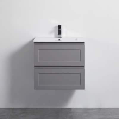Fremantle 750mm Wall Hung Vanity Grey with ceramic moulded top