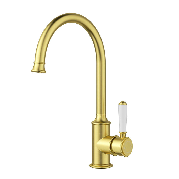 Clasico Sink Mixer Gooseneck - Ceramic Handle - GlazeX Bathware + Glazing