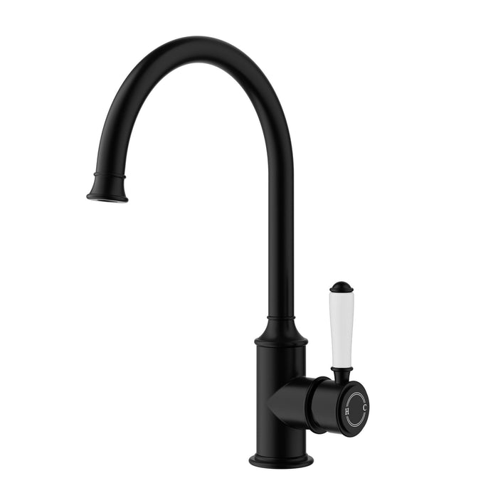 Clasico Sink Mixer Gooseneck - Ceramic Handle - GlazeX Bathware + Glazing
