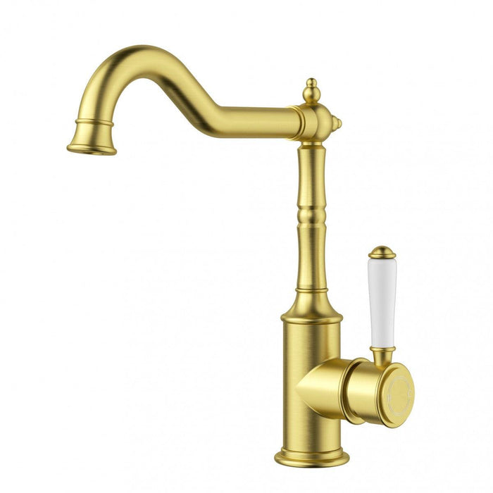 Clasico Sink Mixer Curve - Ceramic Handle - GlazeX Bathware + Glazing