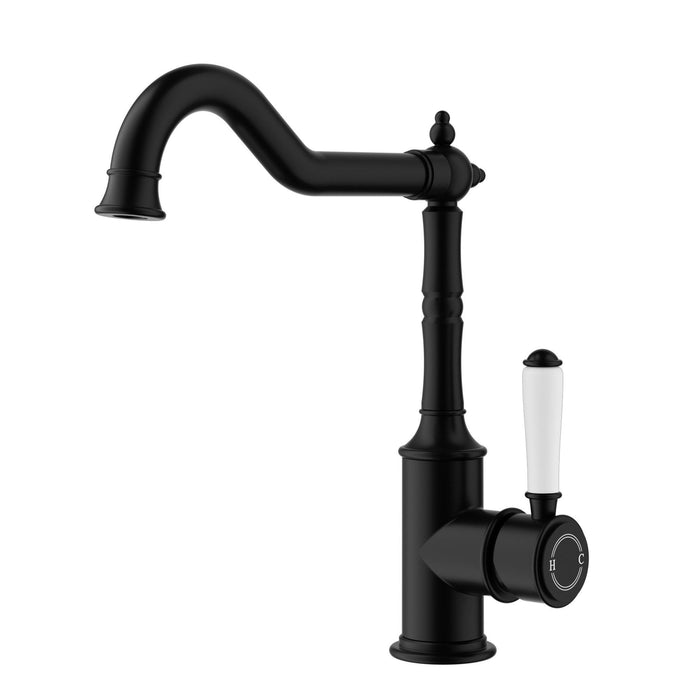Clasico Sink Mixer Curve - Ceramic Handle - GlazeX Bathware + Glazing