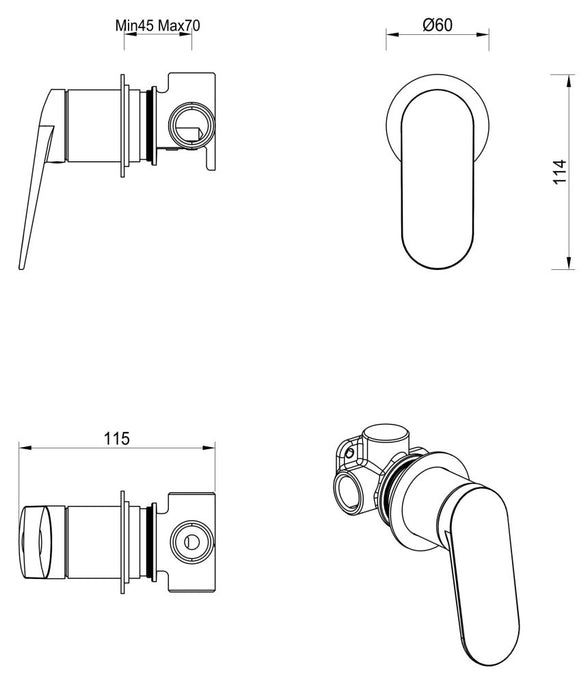 Lantra Shower Mixer - Round Plate