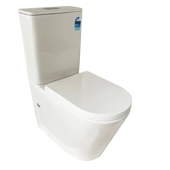 Nouvo Tornado Rimless Ambulant Height Wall Faced Toilet Suite with Nouvo Thick PP seat and vario bend Back/bottom Inlet