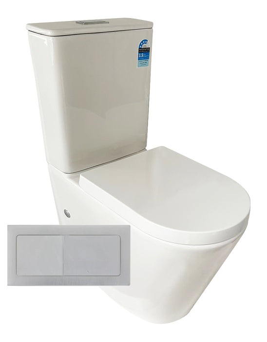 NOUVO Wall Faced Rimless Tornado Flush Toilet Suite Ambient Height - GlazeX Bathware + Glazing