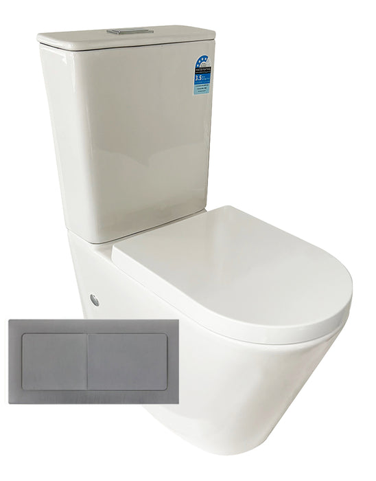 NOUVO Wall Faced Rimless Tornado Flush Toilet Suite Ambient Height - GlazeX Bathware + Glazing