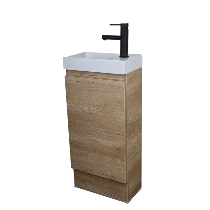 400mm Ensuite Oak Vanity - Reversible Poly top