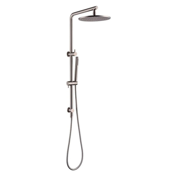Right Angle Round Brushed Nickel Shower Station Top Water Inlet