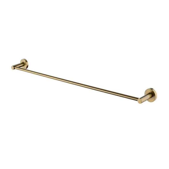LUCID PIN Round Brushed Brass Single Towel Rail 800mm