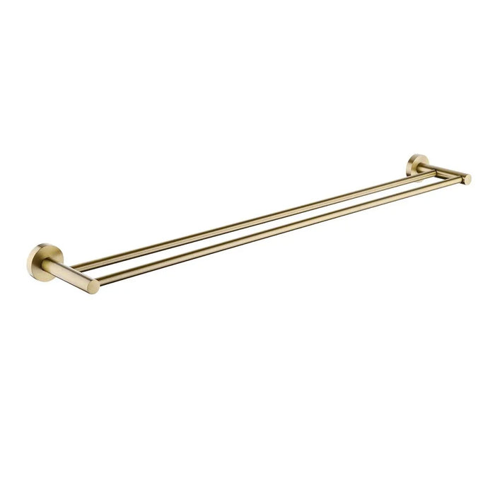 LUCID PIN Round Brushed Yellow Gold Double Towel Rail 800mm