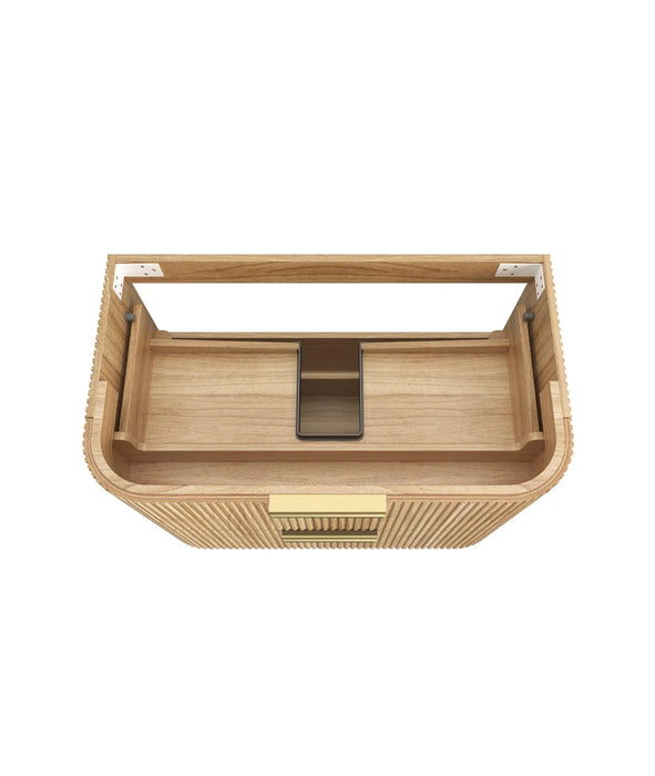 Havana Woodland Oak Fluted Wall Hung Curve Vanity 900mm