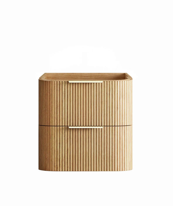 Havana Woodland Oak Fluted Wall Hung Curve Vanity 600mm