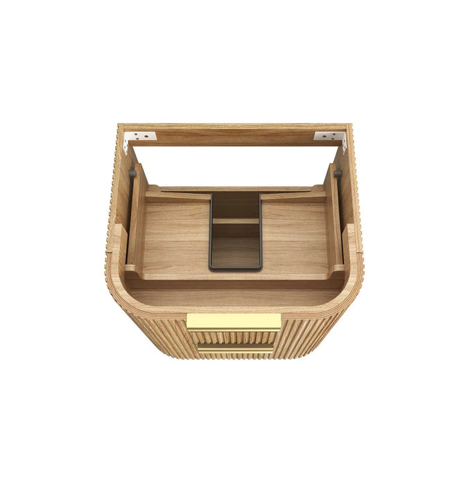 Havana Woodland Oak Fluted Wall Hung Curve Vanity 600mm