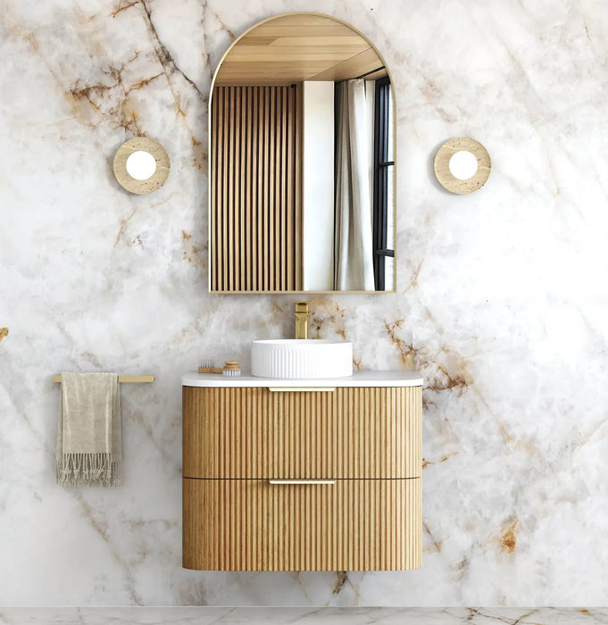 Havana Woodland Oak Fluted Wall Hung Curve Vanity 750mm