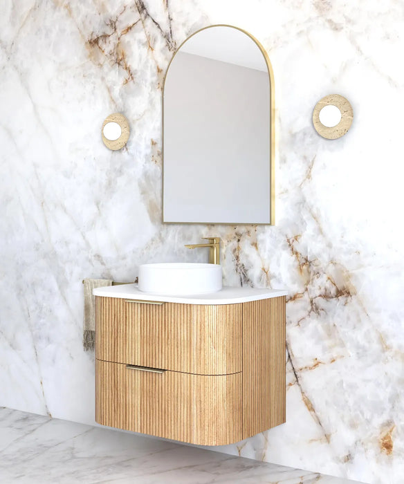 Havana Woodland Oak Fluted Wall Hung Curve Vanity 750mm