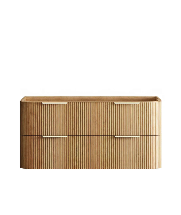Havana Woodland Oak Fluted Wall Hung Curve Vanity 1200mm