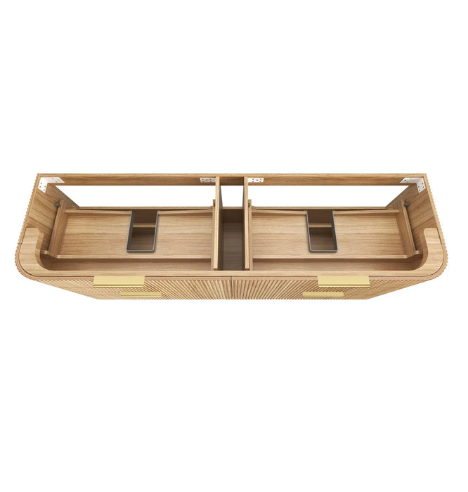 Havana Woodland Oak Fluted Wall Hung Curve Vanity 1800mm