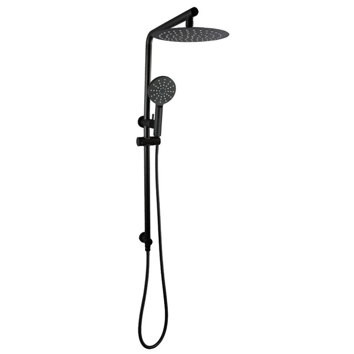 Right Angle Round Matte Black Shower Station Top Inlet